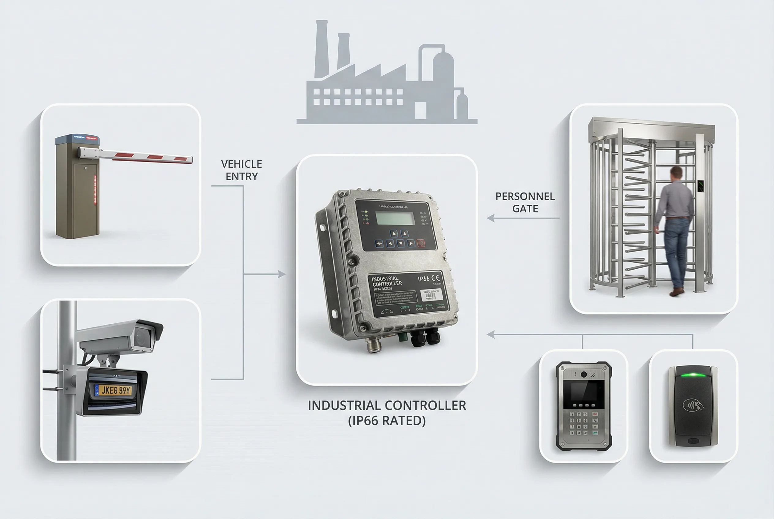 Industrial Park & Factory Access Control System Diagram