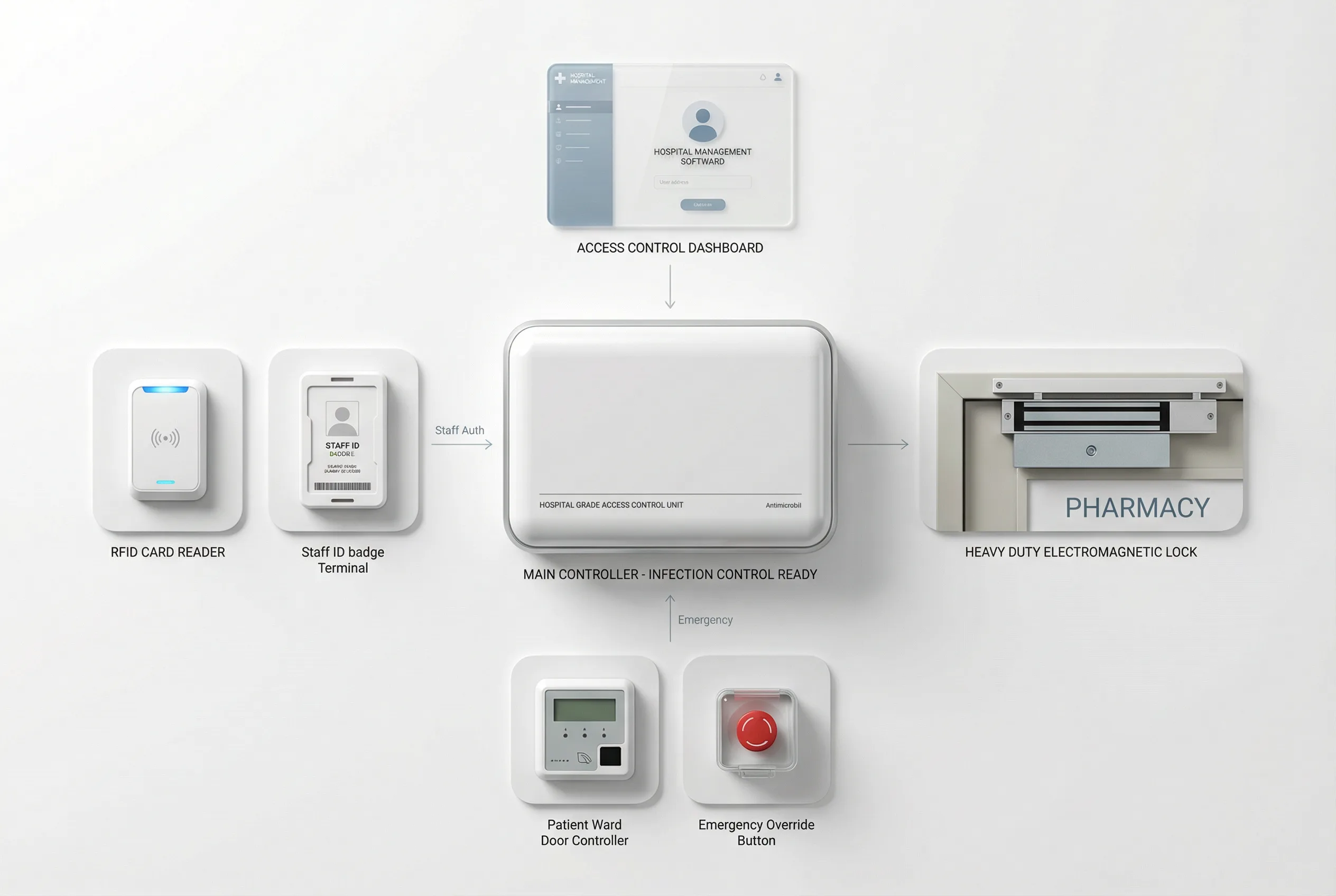 Hospital & Healthcare Facility Access Control System Diagram